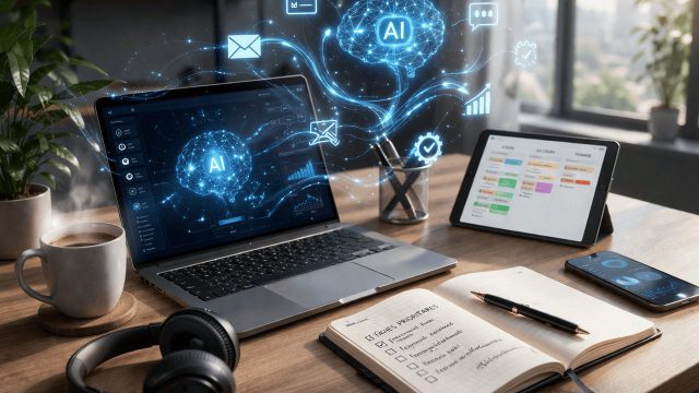 Espace de travail moderne et futuriste